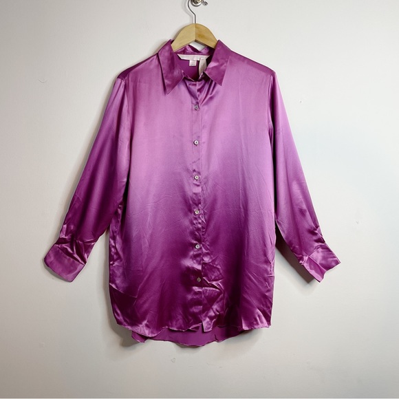 Victoria's Secret Other - Vintage Victorias Secret Silk Nightshirt Sleepshirt Sleep Top Purple L new nwt
